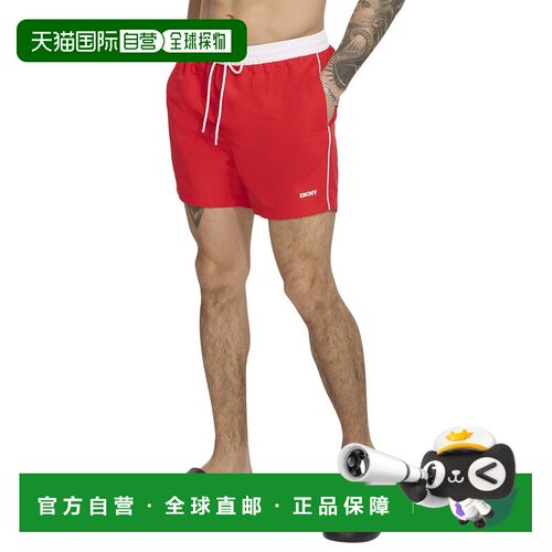 自营DKNY Modern Euro Swim Trunk - Red 美国奥莱直发短裤泳裤