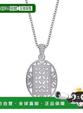 自营 genevive花丝椭圆形纯银吊坠伴娘首饰 - 白色 美国奥莱直发