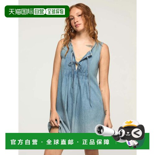自营Lucky Brand Women's Pleated Denim Mini Dress - medium gr