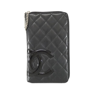 Wallet black 自营Chanel Long Pre Owned Fold Leather