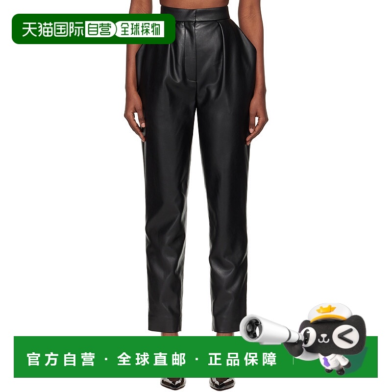 1h可退 香港直邮潮奢 Balmain 巴尔曼 女士 黑色高腰合成皮革长裤