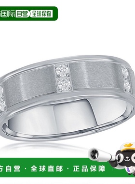 自营blackjackBACKJACK 不锈钢拉丝和抛光 CZ 戒指 - 银白色 美国