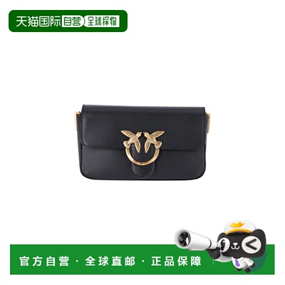 自营pinko黑色Love One小牛皮单肩包-黑色 美国奥莱直发