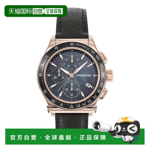 自营salvatore ferragamo1927 Chrono皮革手表-黑色/rosegold/黑
