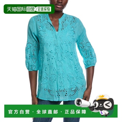 自营Johnny Was Kallia Tunic - Green 泡泡袖上衣美国直发奥莱