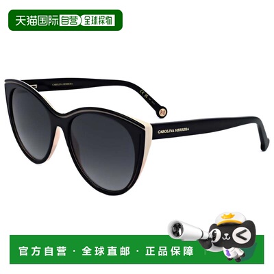 自营Carolina Herrera女式56毫米黑色裸体太阳镜-黑色裸体 美国奥