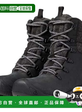 自营Keen Greta Black Leather Round Toe Waterproof Hiking Boo