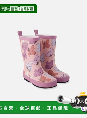 自营deux par deuxRain Boots in Natural Rubber Pink Butterfly