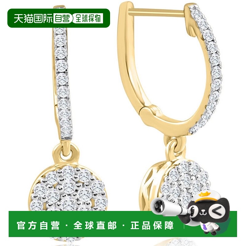 自营 pompeii31/2 克拉钻石圈形吊坠耳环黄金女士 1 英寸高实验室