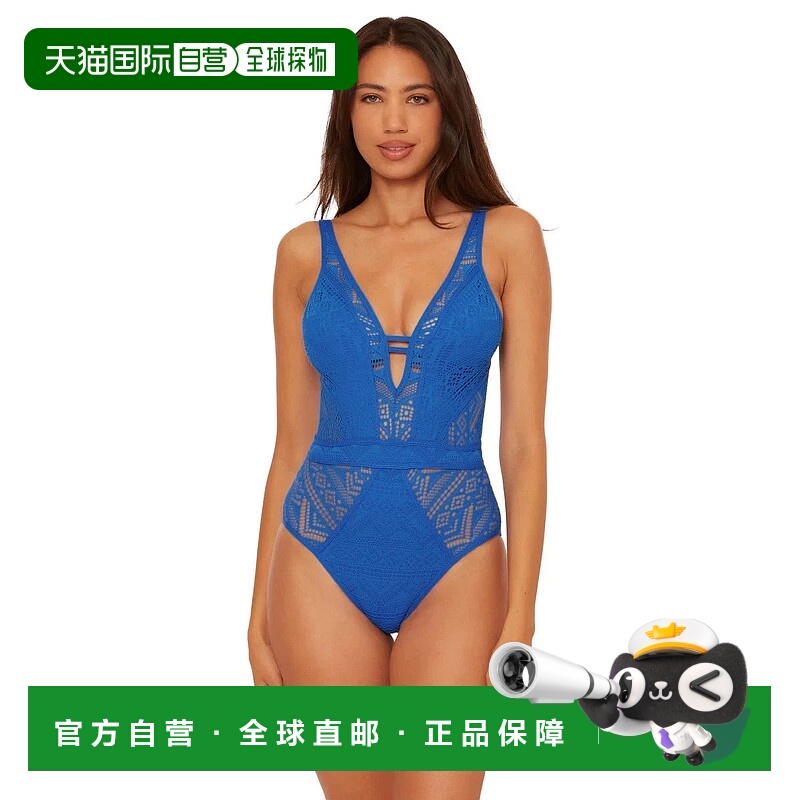自营BECCA Color Play Crochet Plunge One Piece Women's  Blue