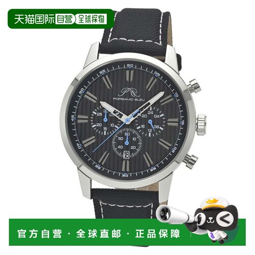 自营Porsamo Bleu Ryder计时帆布银色灰色和黑色男士手表1521ARYF