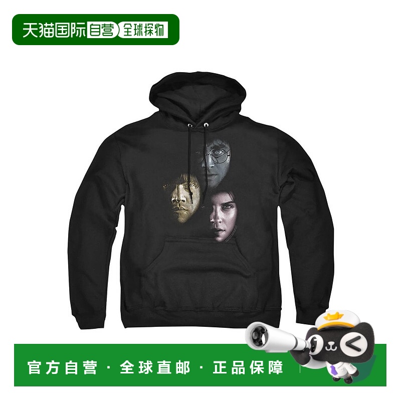 自营 gildan哈利波特英雄头像成人套头连帽衫/连帽运动衫 - 黑色