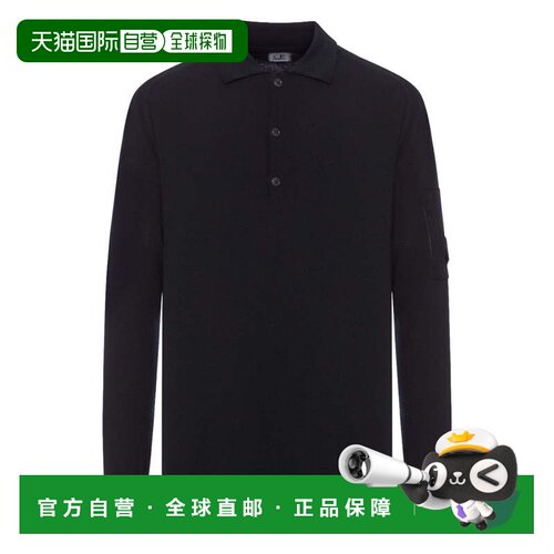 自营c.p. companyBrown Long-Sleeved Wool Polo Shirt - black
