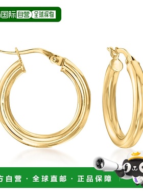 自营 Ross-Simons 意大利 3 毫米 18 节黄金圈形耳环 - 黄色 美国