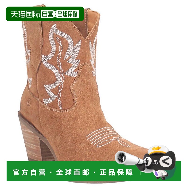 美国直邮Dingo女士麂皮靴子短靴麂皮鞋高跟鞋刺绣进口