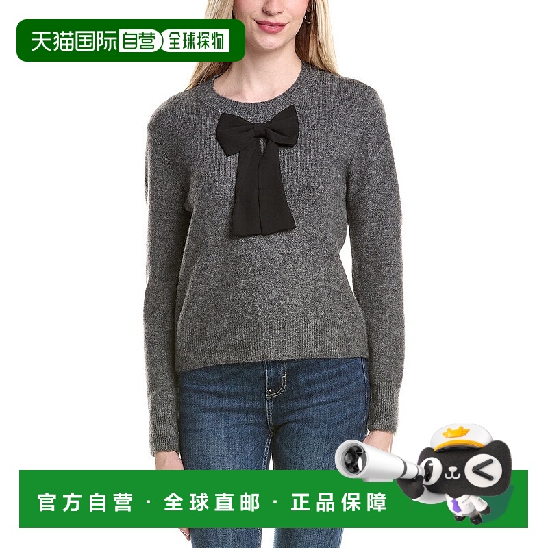 自营CeCe编织蝴蝶结毛衣-灰色 美国奥莱直发