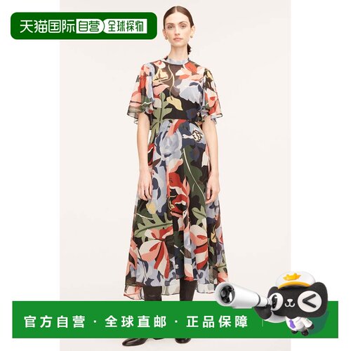 自营rebecca taylorBotanical Garden Silk Flutter Sleeve Dress