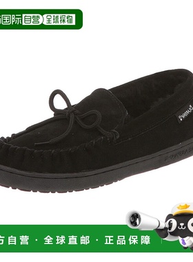 自营 BEARPAW男式Moc II宽羊皮绒面拖鞋-黑色 美国奥莱直发