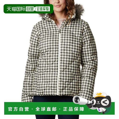 自营Columbia Icy Heights II河豚夹克女士粉笔千鸟格连帽SGN1844
