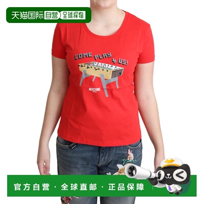 自营Moschino Cotton Come Play 4 Us Print Tops Blouse Women's