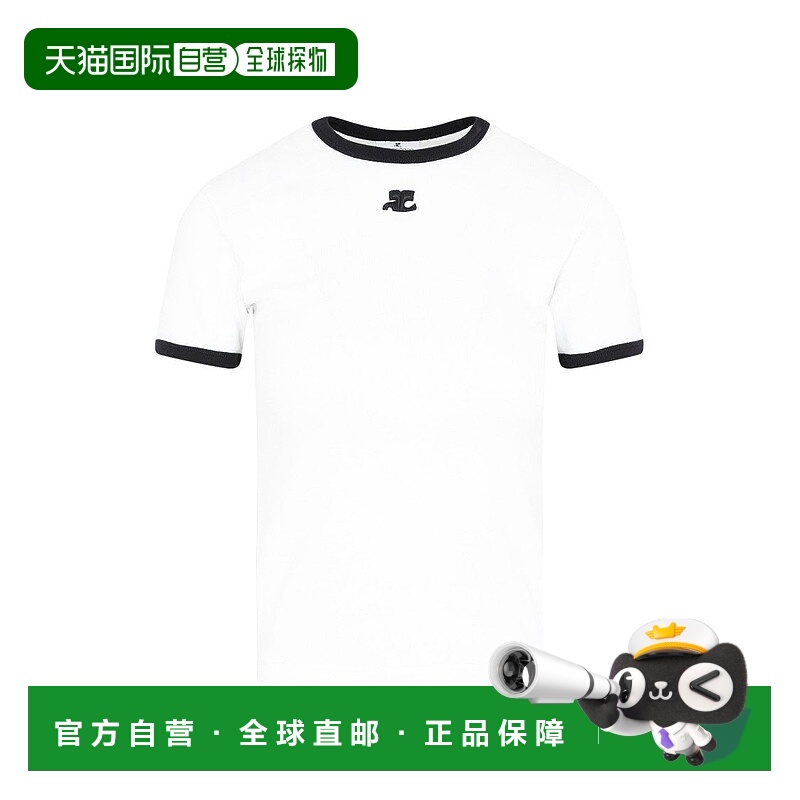 自营courregesWhite Bumpy Contrast T-Shirt Reedition - white