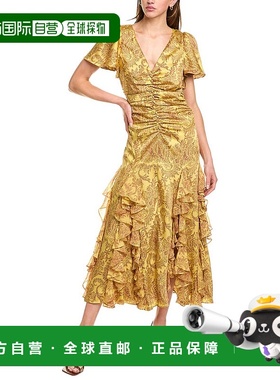 自营 cinq a sept五到七奥林匹亚Midi礼服-黄色 美国奥莱直发