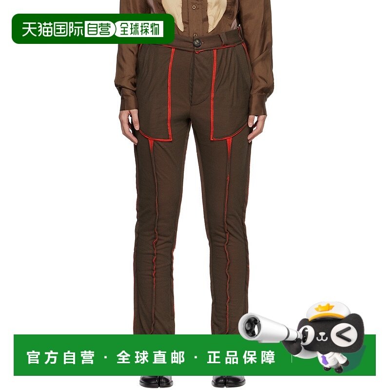 1h可退 香港直邮潮奢 Edward Cuming 女士 棕色未收边长裤 FW22P0