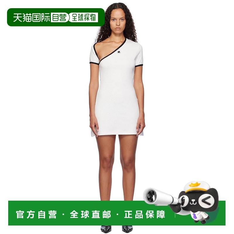 1h可退 香港直邮潮奢 Courreges 女士 白色 Slash Contrast 连衣