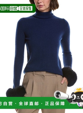 自营sofiacashmere Turtleneck Cashmere Sweater - blue 美国奥