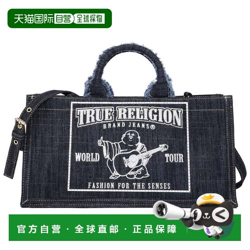 自营True Religion Bling Buddha东/西牛仔手提包-深色牛仔 美国