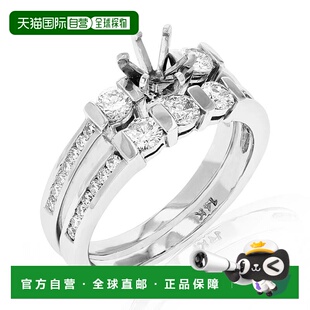cttw jewels3 14K 白金圆形 半镶钻石婚礼新娘套装 自营vir