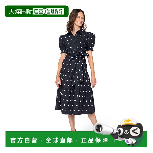 自营leotaOctavia Puff Sleeve Shirt Dress Small Polka Black W