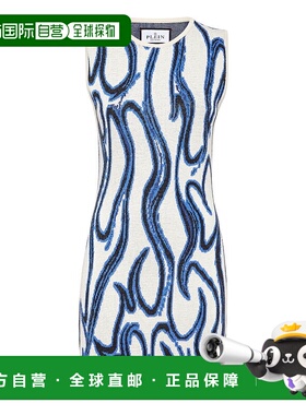 自营 philipp plein迷你连衣裙提花表带火焰-白色 美国奥莱直发