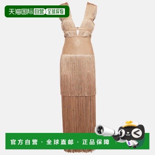 自营Herve Leger Metallic Lurex Knit Fringed Bodycon Evening