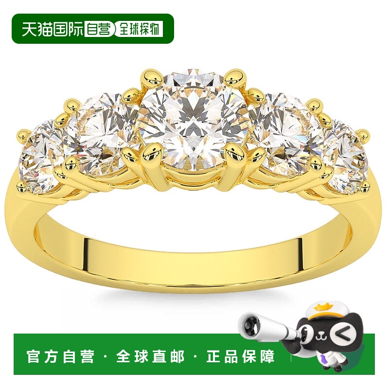 自营 pompeii32 克拉圆形切割钻石五石结婚戒指周年纪念金戒指实
