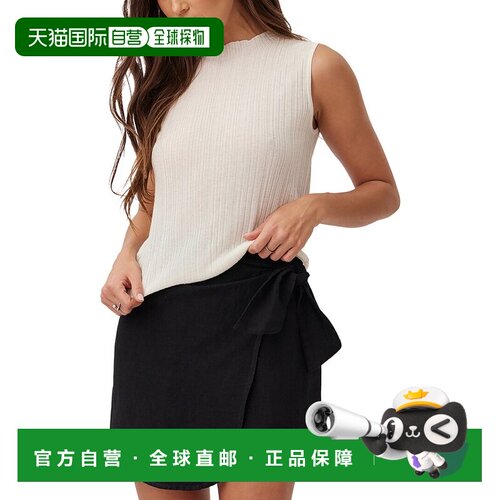 自营Bella Dahl Textured Ribbed Mock Neck Cashmere-Blend Top