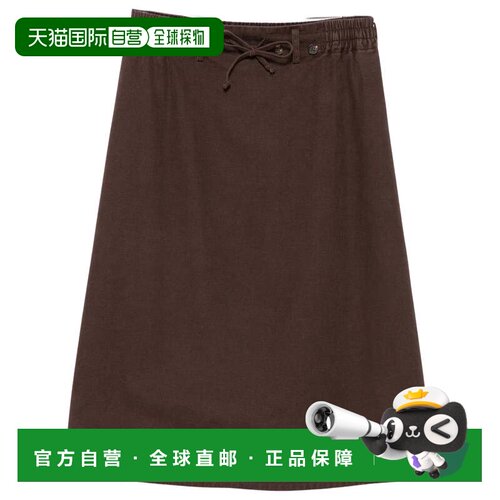 美国直邮自营golden goose棕色抽绳纽扣a线中长裙-黑色 美国奥莱
