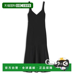 自营bossSatin slip dress with organza inserts - black 美国奥