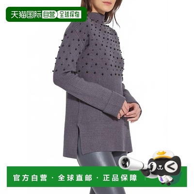 自营lysseWinona Embellished Pearl Pullover Sweater In Grey M