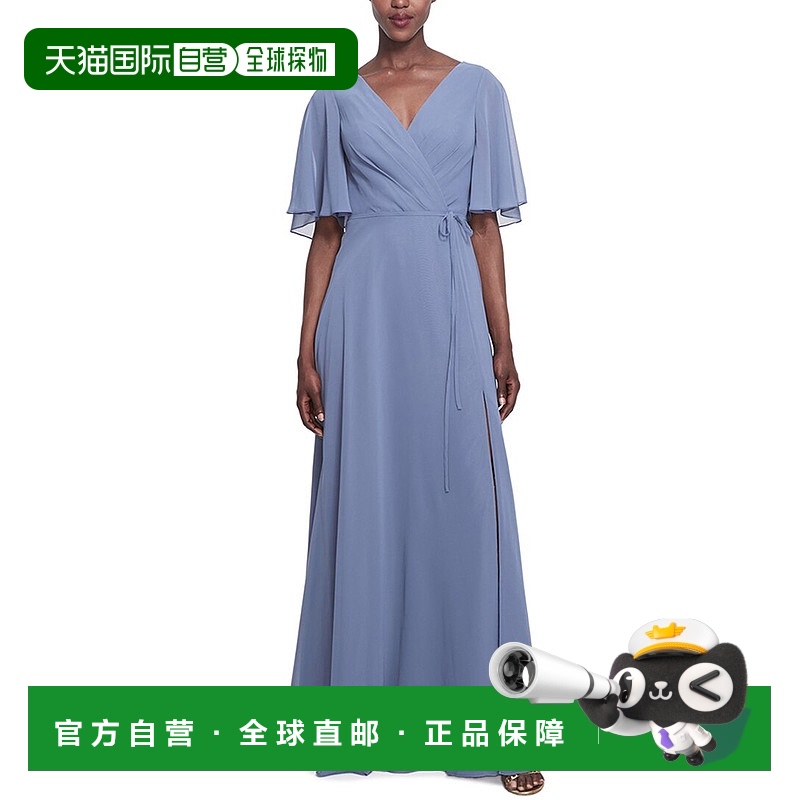 自营 marchesa notte诺特伴娘罗马连衣裙-板岩蓝 美国奥莱直发