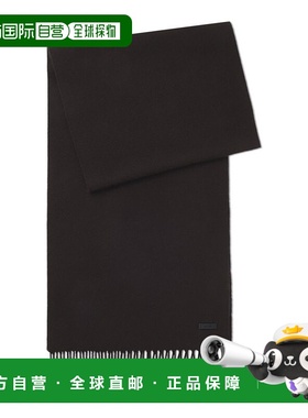 自营bossItalian-made scarf in wool with logo patch - dark br