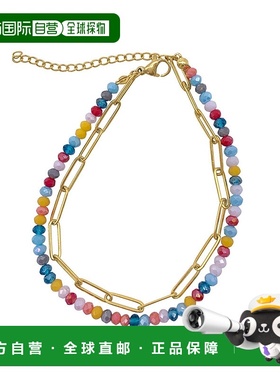 自营adornia14k 镀金多色珠子和回形针链双手链 - 多色 美国奥莱