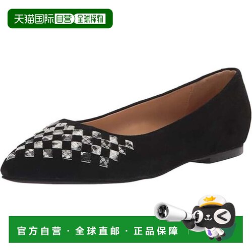 自营Trotters Estee Flats Women's Black Suede Snake Print Sli