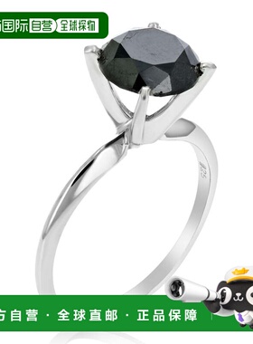 自营 vir jewels 2 cttw 黑色钻石单石订婚戒指 .925 纯银配铑 -