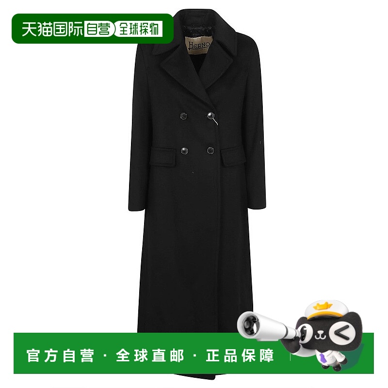 自营hernoAnkle-Length Wool Coat With Pointed Collar And Doub