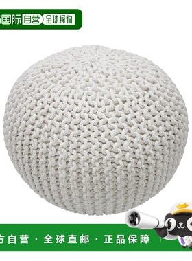 自营 nuLOOM Ling 圆形针织填充垫脚凳 - 白色 美国奥莱直发