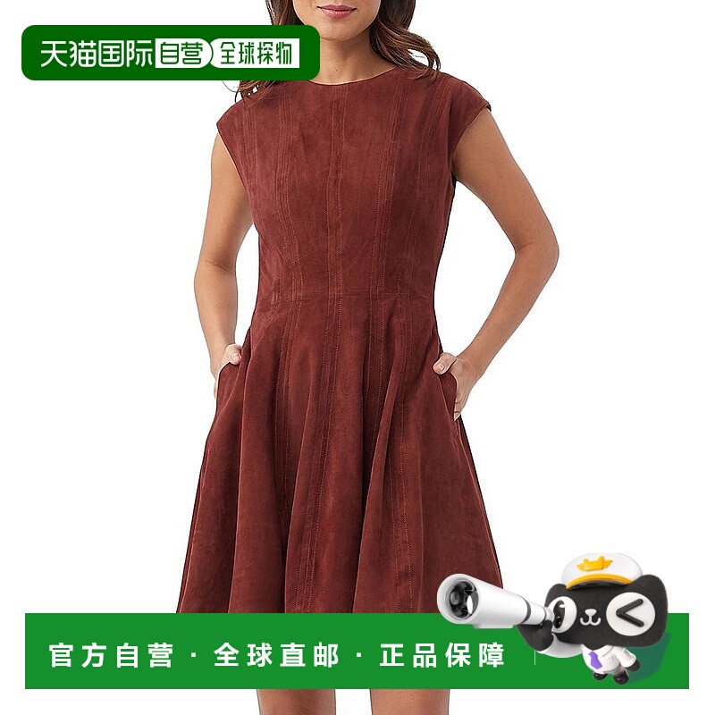 1h可退 【美国直邮】Trina Turk Sabi绒面革合身喇叭形迷你连衣裙