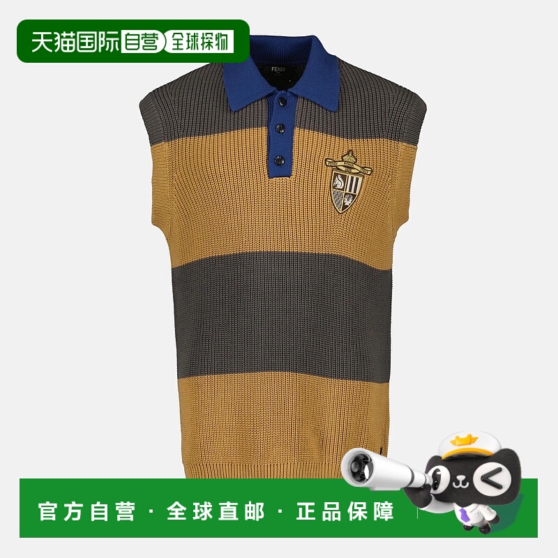 1h可退 香港直邮潮奢 Fendi 芬迪 男士 无袖针织polo背心 FZC371A