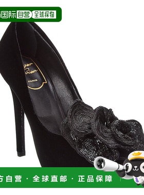自营 Roger Vivier 天鹅绒高跟鞋 - 黑色 美国奥莱直发