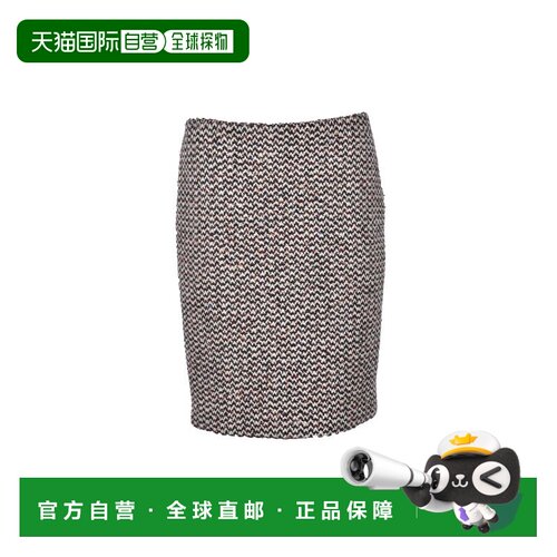 自营miu miuBoucle Skirt - Brown/Beige - grey 美国奥莱直发